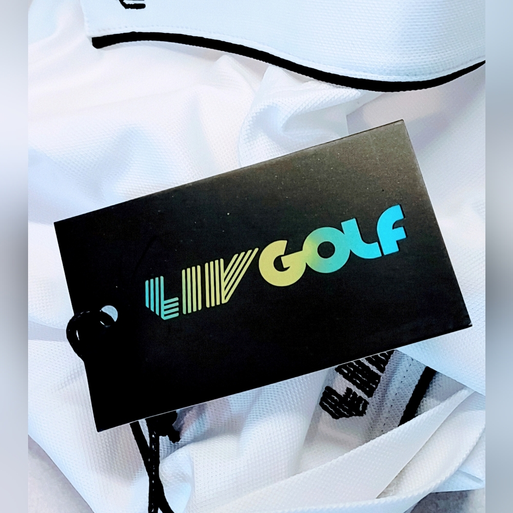 LIV GOLF POLO WHITE WITH GOLD STITCHED LOGO MEN'S SIZE  L - Picture 5 of 6